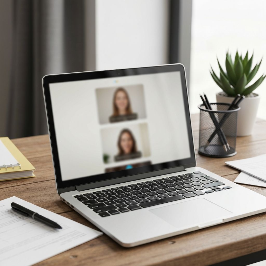 Laptop con videochiamata in corso